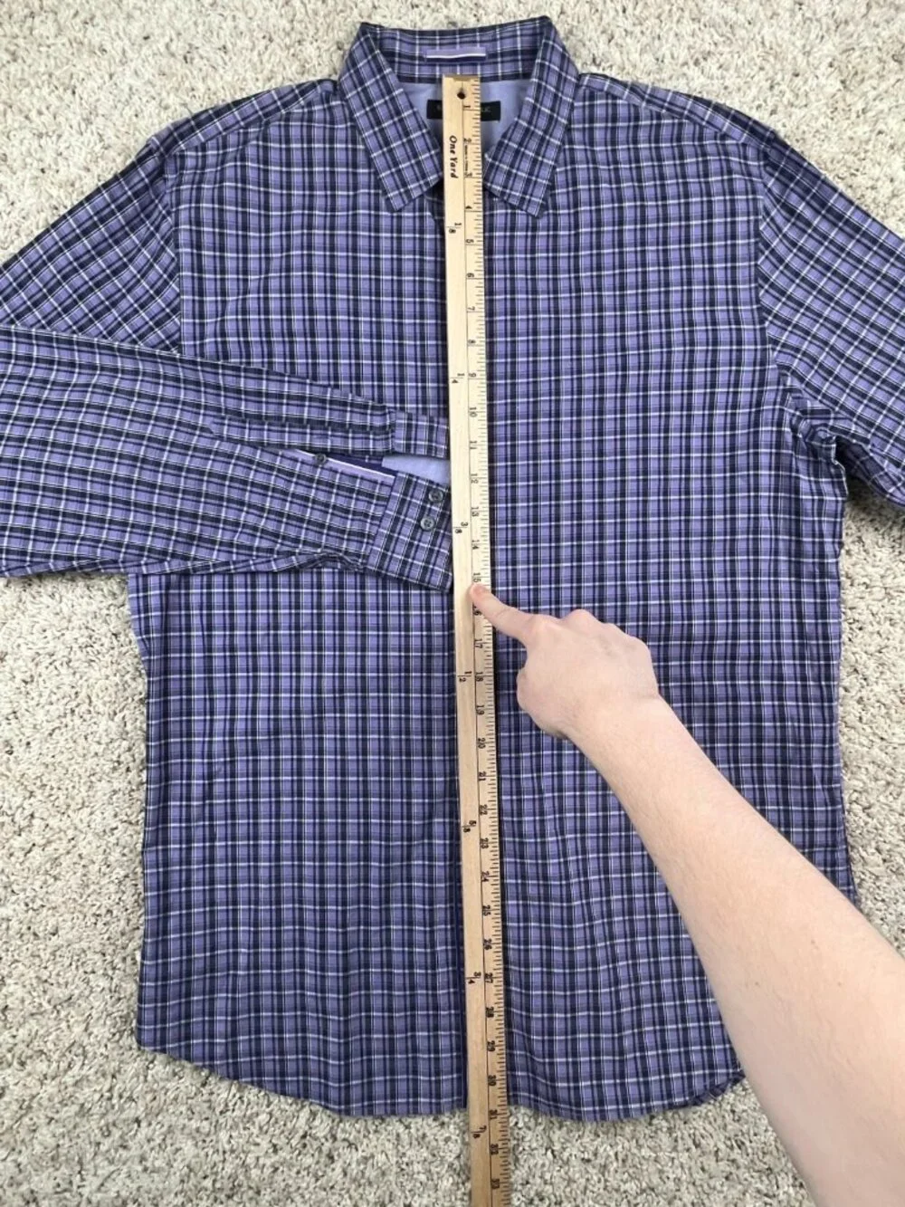 Banana Republic Mens Button Up Shirt Size Large Slim Fit Plaid Lavender Purple